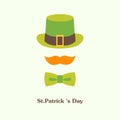 Vector flat illustration icon on Patricks Day leprechaun with green hat