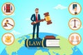 Vector Flat Illustration Lawyer Relies on Law.