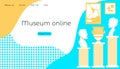 Vector flat illustration leiding template, web design with concept of Museum online Royalty Free Stock Photo