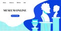 Vector flat illustration leiding template, web design with concept of Museum online Royalty Free Stock Photo