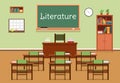 Vector flat illustration of literature classroom at the school, university, institute, college. Lesson for diploma Royalty Free Stock Photo