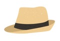 Vector flat illustration of a manÃ¢â¬â¢s retro summer hat. Bright cap icon. Vintage head outfit object isolated on white background.