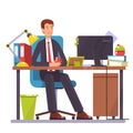 Vector flat illustration of a man working on the computer Royalty Free Stock Photo