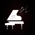 Stylized white Grand piano on a black background. Vector flat design.