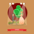 Vector flat illustration of opera singers performing on stage