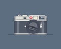 Vector flat illustration of a photo camera on dark