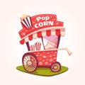 Vector flat illustration of Pop Corn cart Royalty Free Stock Photo