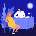 Vector flat illustration pregnant woman at doctor s appointment.
