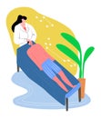 Vector flat illustration reception of osteopath in office. Image shows process manual treatment