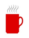 Vector flat illustration, red coffee or tea cup icon. Royalty Free Stock Photo