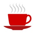 Vector flat illustration, red coffee or tea cup icon. Royalty Free Stock Photo