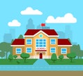Vector flat illustration of school building, for poster, banner, etc Royalty Free Stock Photo