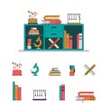 Vector flat illustration on the theme of back to school, learning, science