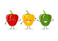 Vector illustration of three cartoon peppers isolated on white background Royalty Free Stock Photo