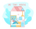 Vector flat illustration of tiny, compact house.