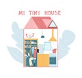 Vector flat illustration tiny, compact house