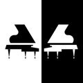Stylized two Grand piano. Black and white composition. Vector flat design.