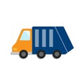 Vector flat illustration urban garbage truck, garbage collection, green car.