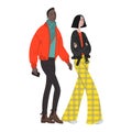 Vector flat illustration with walking couple