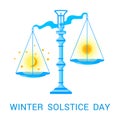 Vector flat illustration of winter solstice. Royalty Free Stock Photo