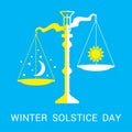 Vector flat illustration of winter solstice. Royalty Free Stock Photo