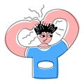 Vector flat illustration young man scratching his head.