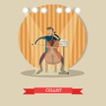 Vector flat illustration of young musician playing cello Royalty Free Stock Photo