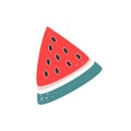 Vector flat image of a piece of watermelon on a white background