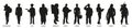Silhouettes of various professions in black