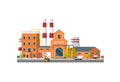 Vector flat Industrial factory on white background. Industrial revolution 4.0 . Manufacturing manufacturing engineering buildings