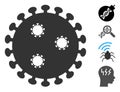 Vector Flat Influenza Virus Icon with Bonus Icons