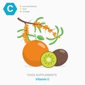 Vector flat isolated icon of food supplements - Vitamin C