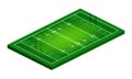 Vector flat isometric view of rugby field illustration. Abstract isometric sport illustration