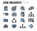 Vector flat job search icons set Royalty Free Stock Photo