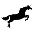 Vector flat jumping unicorn silhouette