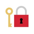 Vector flat key and lock Royalty Free Stock Photo