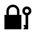 Vector flat key and lock silhouette Royalty Free Stock Photo