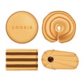 Vector Flat Lay Assorted Butter & Chocolate Cookies Collection Royalty Free Stock Photo