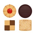 Vector Flat Lay Assorted Butter & Chocolate Cookies Collection Royalty Free Stock Photo