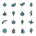 Vector flat leaf icons set