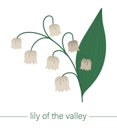 Vector flat lily of the valley illustration Royalty Free Stock Photo