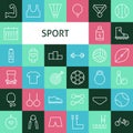 Vector Flat Line Art Modern Sports and Recreation Icons Set Royalty Free Stock Photo