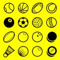 Vector flat line art play sport balls logo icons set Royalty Free Stock Photo