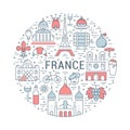 Vector Flat Line Banner Paris and France Royalty Free Stock Photo
