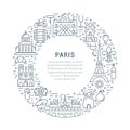 Vector Flat Line Banner Paris and France Royalty Free Stock Photo