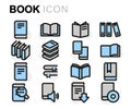 Vector flat line book icons set Royalty Free Stock Photo