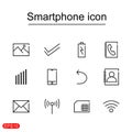 Vector flat line communication icons set .