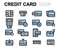 Vector flat line credit card icons set Royalty Free Stock Photo