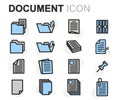 Vector flat line document icons set