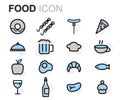 Vector flat line food icons set Royalty Free Stock Photo